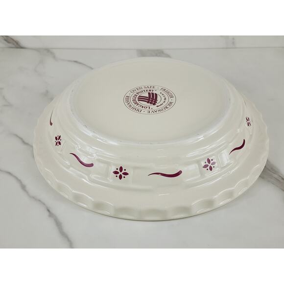 Longaberger Pottery Pie Dish Baking Plate Woven Traditions 10" Made In USA Vtg - Picture 15 of 16
